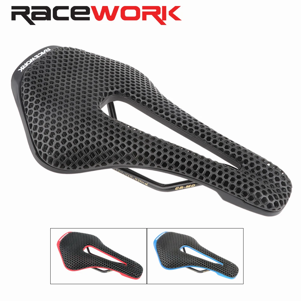 RACEWORK MTB 3D Printed Saddle Beehive Structure Hollow Racing Folding Road Bike Comfortable Saddles Honeycomb Cushion Seat