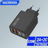 Total 120W USB Type C Charger 4 Port Fast Charging USB Phone Charger Adapter For iPhone Samsung Xiaomi Quick Charge Wall Charger
