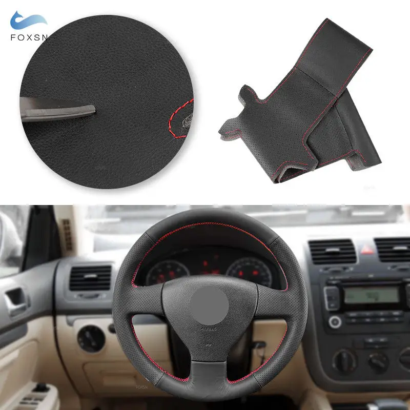 Car Accessories Interior Steering Wheel Leather Cover Trim For VW Old Golf 5 V MK5 Caddy Jetta Tiguan Touran Polo Sagitar EOS