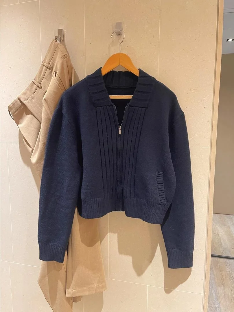 

KOGIRL Autumn Winter Loose Fit Zipper Design Sweater Jaet Women's Casual Sle Long Sve V-Ne Modal Polyester Blend