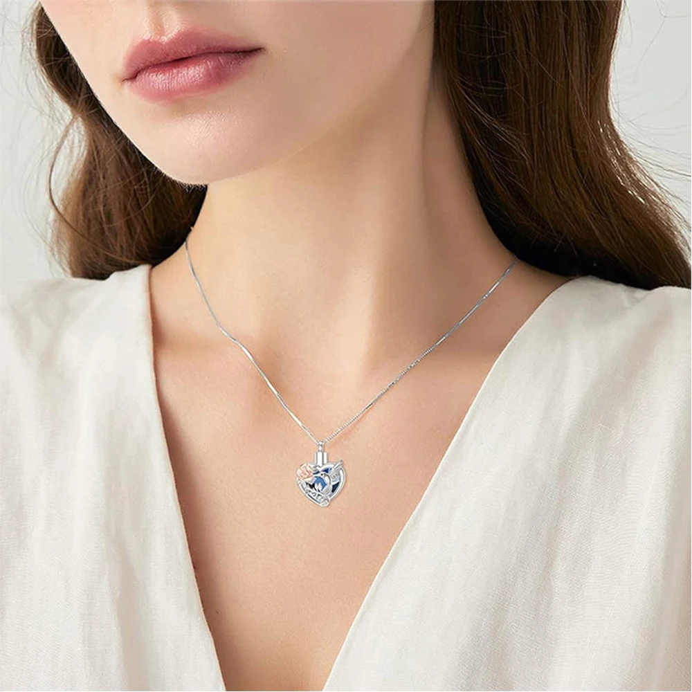 Hummingbird Heart Urn Locket Necklace for Ashes and Urn Locket Cremation Necklace for Ashes Memorial Keepsake Jewelry - view 6