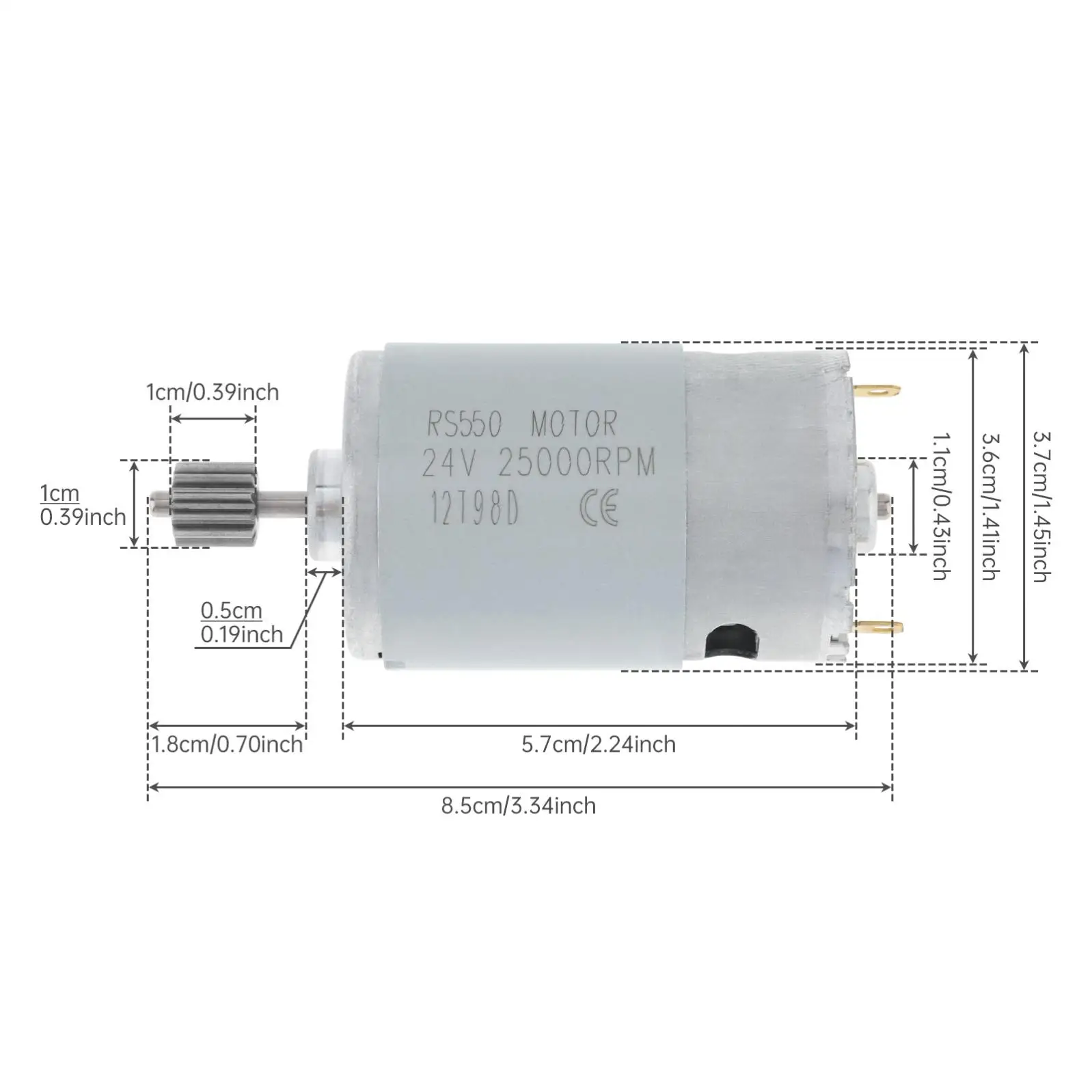 12 Teeth RS550 DC Motor 24V 25000RPM High Speed Electric Motor Drive Engine Replacement for Electric Ride On Vehicles Upgrade