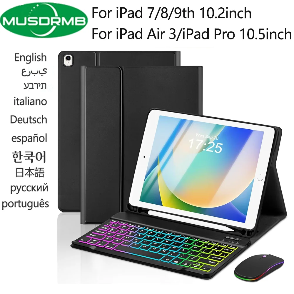

Case Keyboard for iPad 7th 8th 9th Generation 10.2 inch with Mouse Detachable Wireless Keyboard Cover for iPad Air 3 Pro 10.5