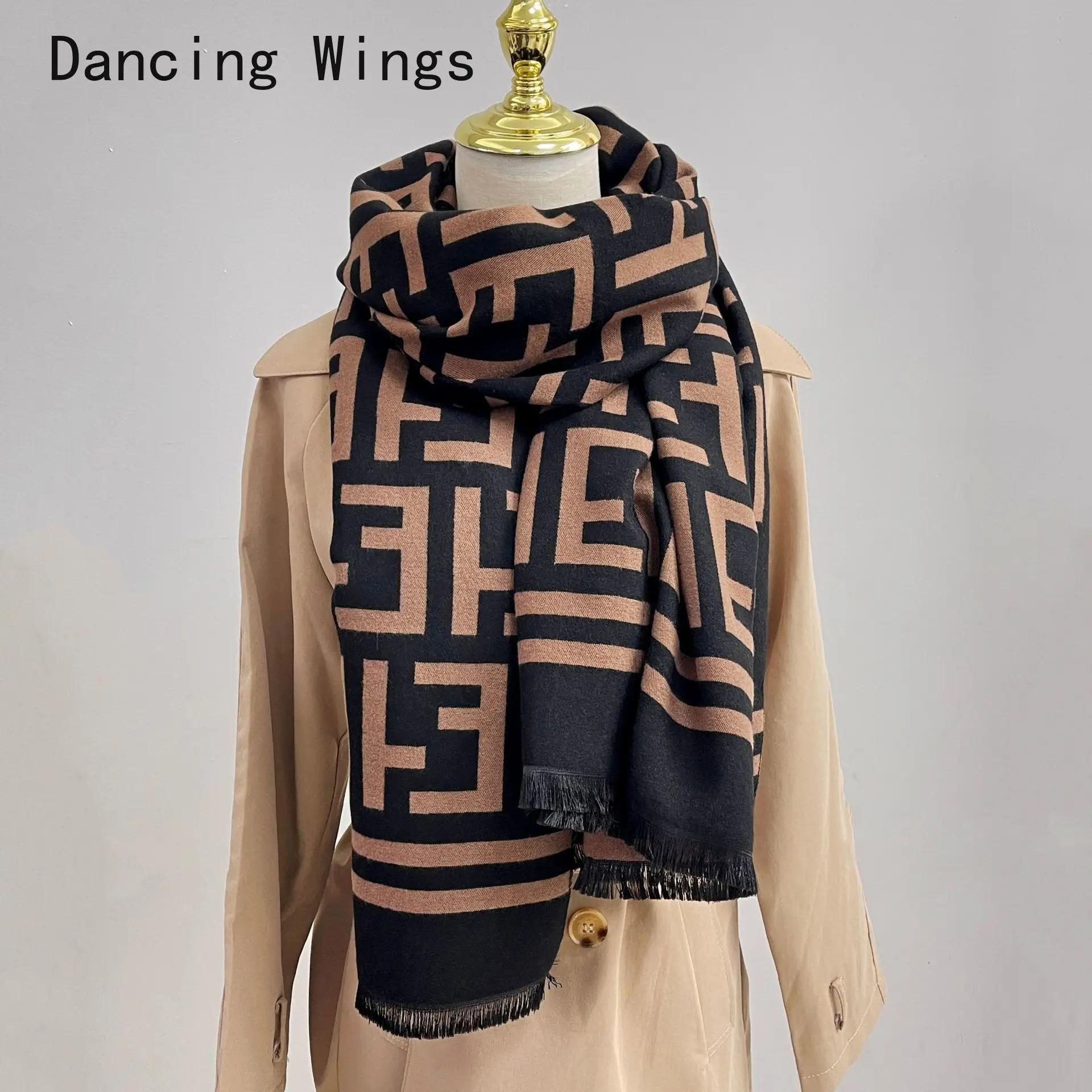 Brand Fashion Winter Warm Faux Cashmere Shawl Scarf Air Conditioning Shawl Scarf for Women Design Wrapped Female Blanket Cape