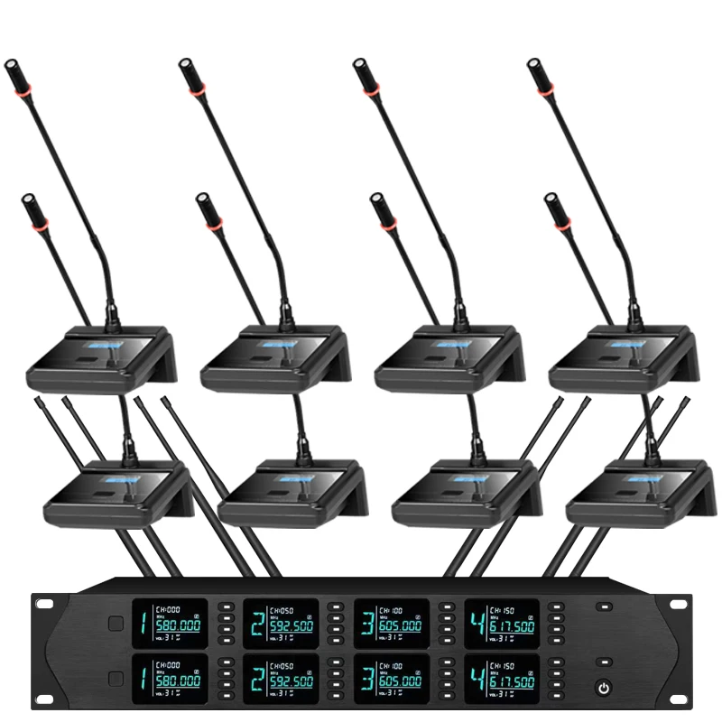 JYPY Microfono wireless UHF professionale Microfono lavalier portatile a 8 canali per microfono a fascia per performance sul palco