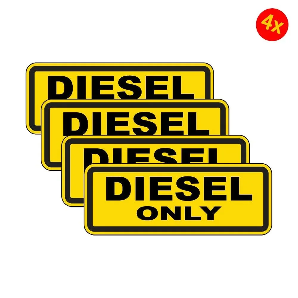 pack of 4 65mm x 25mm Diesel Only Petrol Fuel Stickers