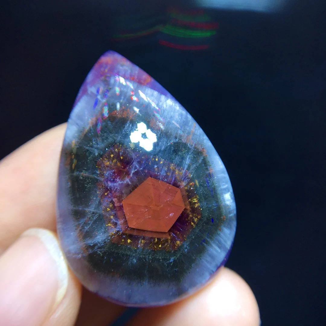 

Натуральный фиолетовый какоксенит, красный ауралит, кулон в виде глаз, золотые бусины с рутилитом 23, 36,5/25/10 мм, ювелирные изделия AAAAA