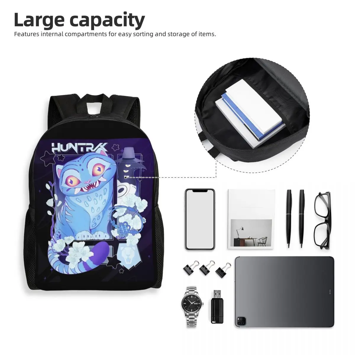 カスタム Kpop ハンターデーモンズバックパック男性女性用防水学校大学ハントリックスバッグプリントブックバッグ