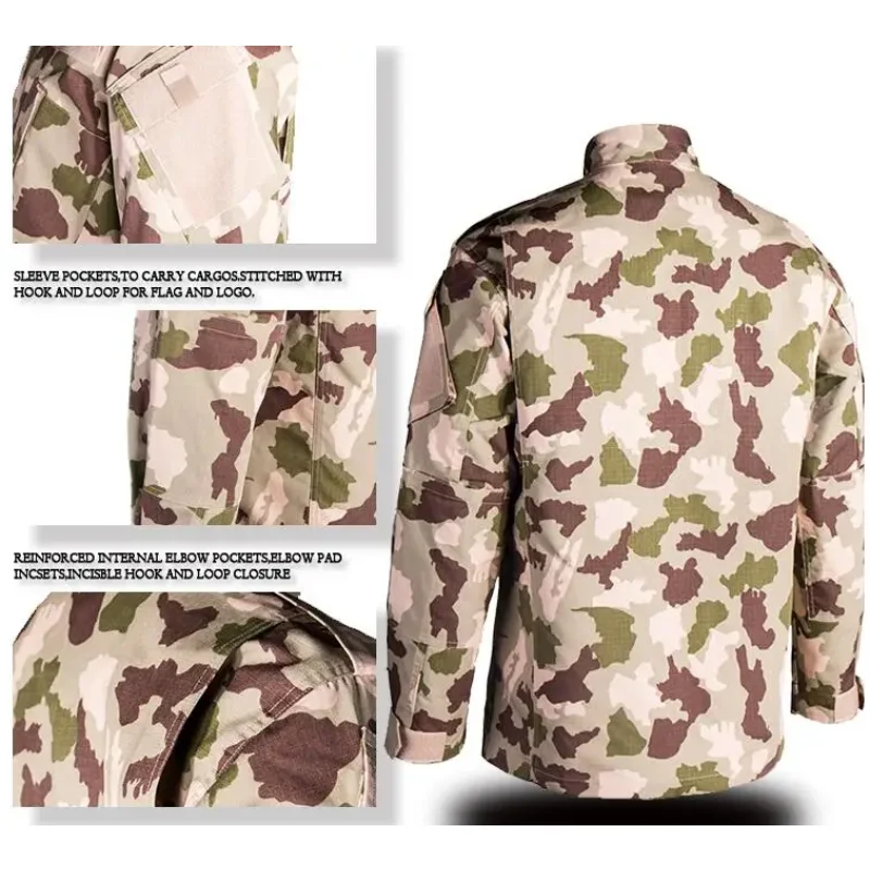 Terno camuflado nigeriano masculino uniforme africano ao ar livre inclui calças deserto