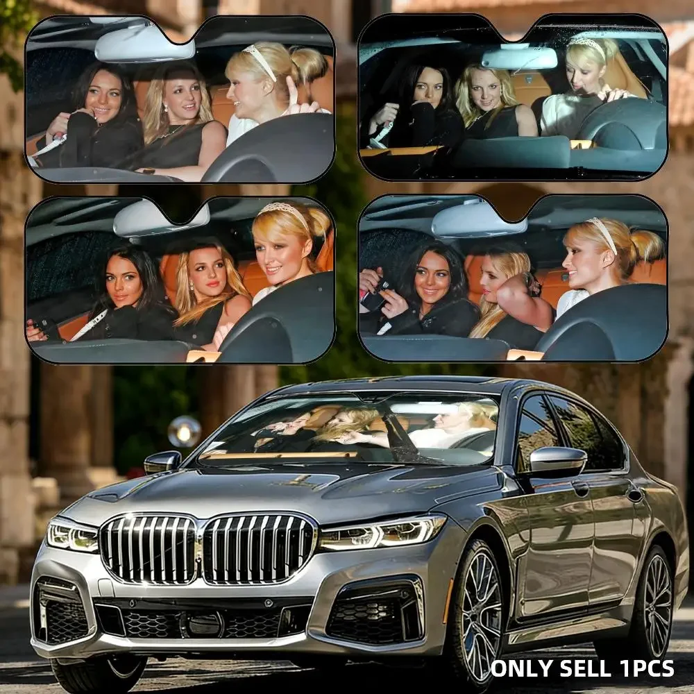 Parasol para Parabrisas de Coche Paris H-Hilton L-Linsay Lohan Spears, Protector Solar de Aluminio, Aislamiento Térmico, Cubierta Protectora UV