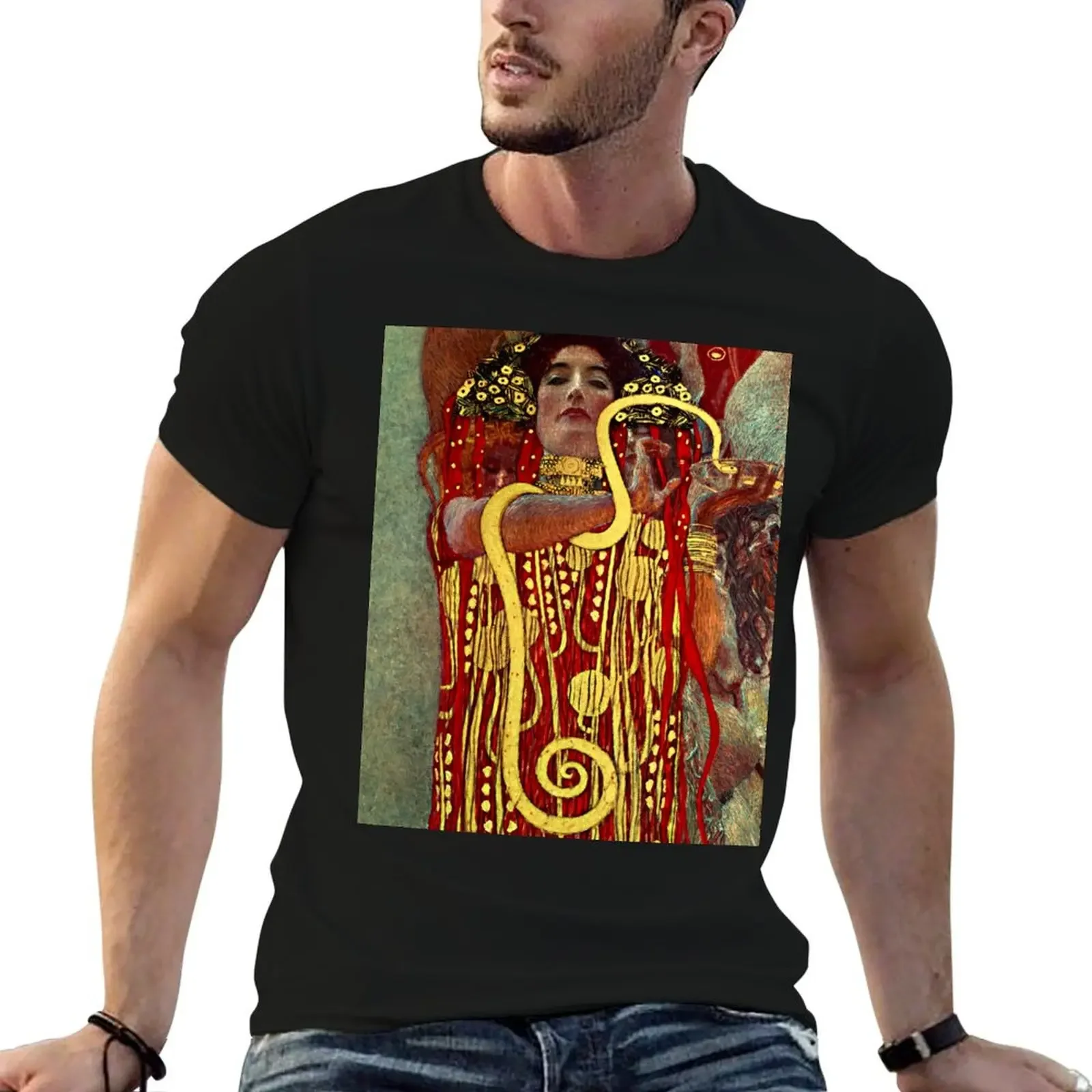 High Resolution Enhanced Gustav Klimt Medicine Hygieia 1907 T-Shirt plus sizes man t shirt men clothing