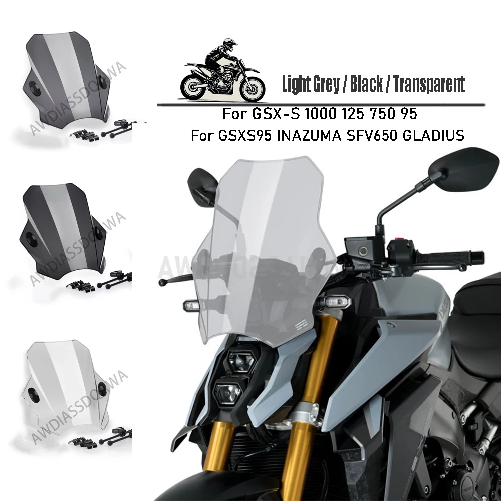 

For GSXS1000 GSXS125 GSXS750 GSXS95 INAZUMA SFV650 GLADIUS Motorcycle ABS plastic Adjustable Wind Screen Windshield