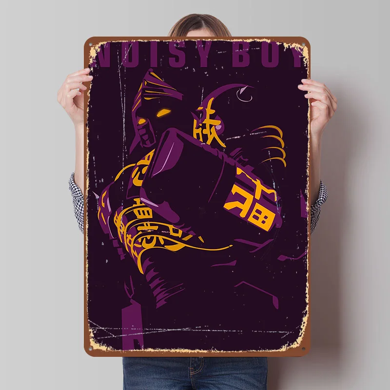 Noisy Boy Real Steel Poster Individualisierte Wandkunst Vintage Metallschilder Retro Blechschild für Männerhöhle Heimdekoration Gaming-Zimmer