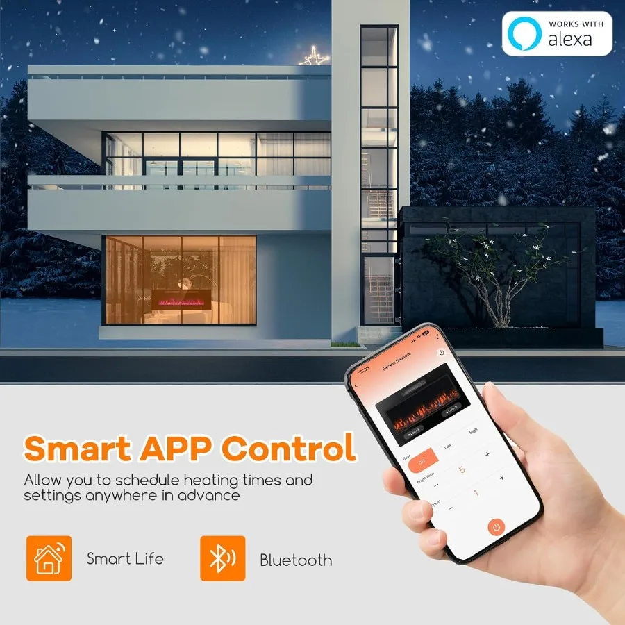 Inserti per caminetto elettrico da 60 pollici Camino da incasso a parete ultra sottile da 3,19 pollici con velocità del colore della fiamma regolabile