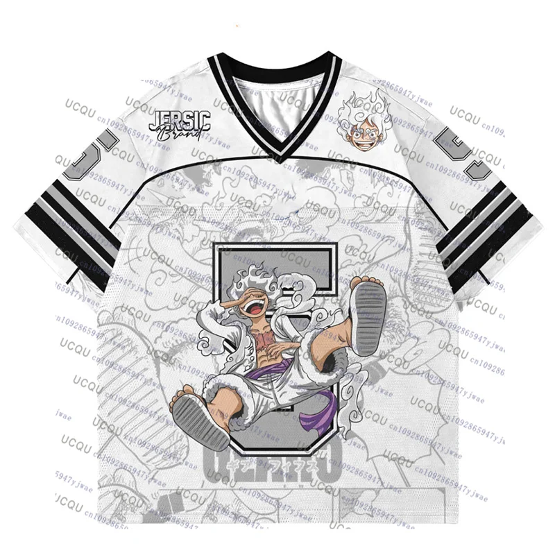 Camiseta de Fútbol de Anime Japonés 2026, One Piece Luffy Gear 5, para Hombre/Mujer, Talla Grande, Secado Rápido, Transpirable, para Cosplay