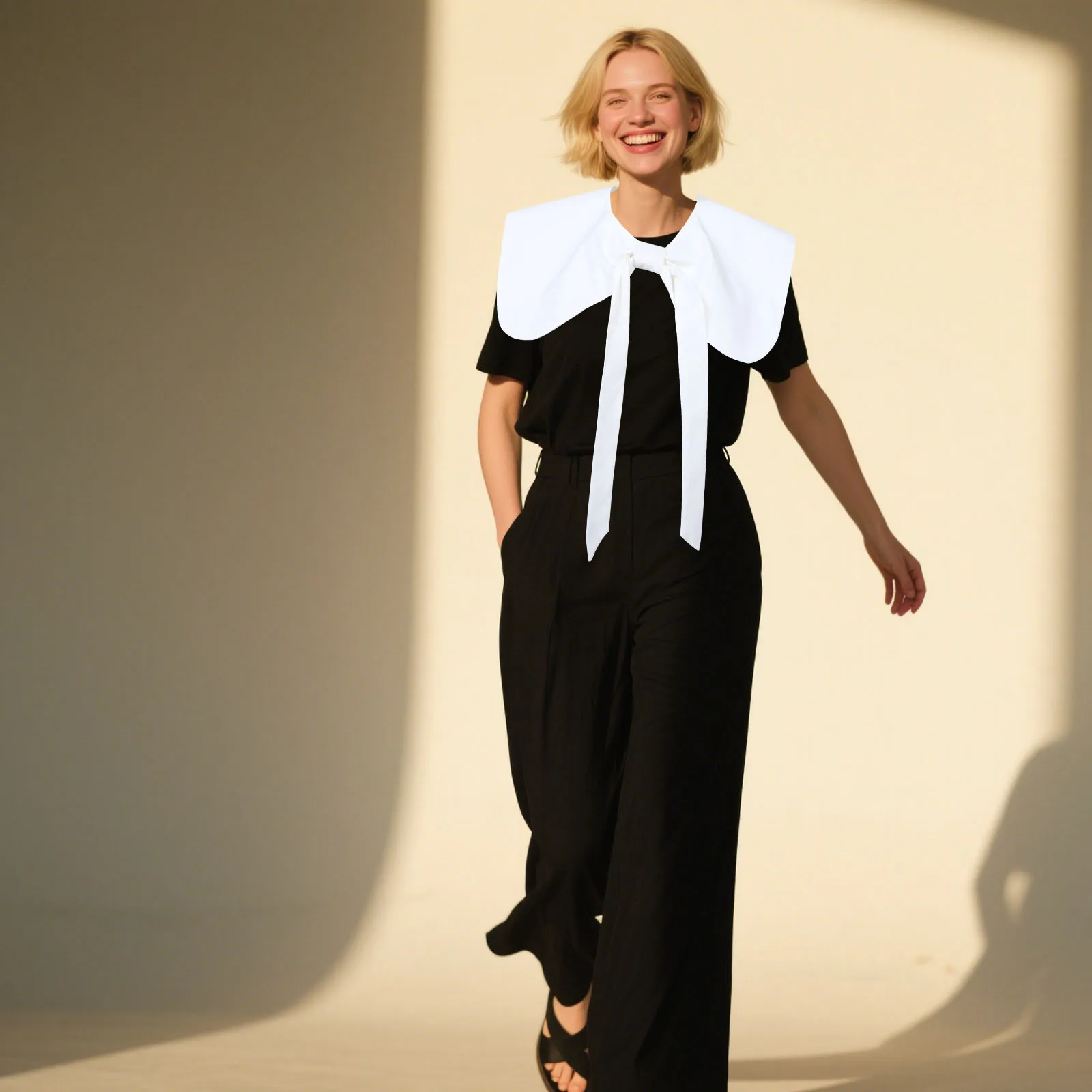 

White False Collar Women Detachable Mini Cape Bowknot Dickey Lolita Costume Accessory Blouse Shirt Dress Decorative