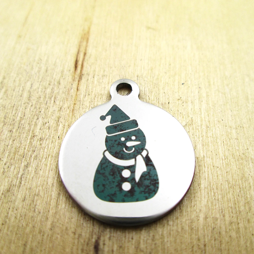 20pcs-snowman stainless steel charms - Laser Engraved - Customized - DIY Charms Pendants