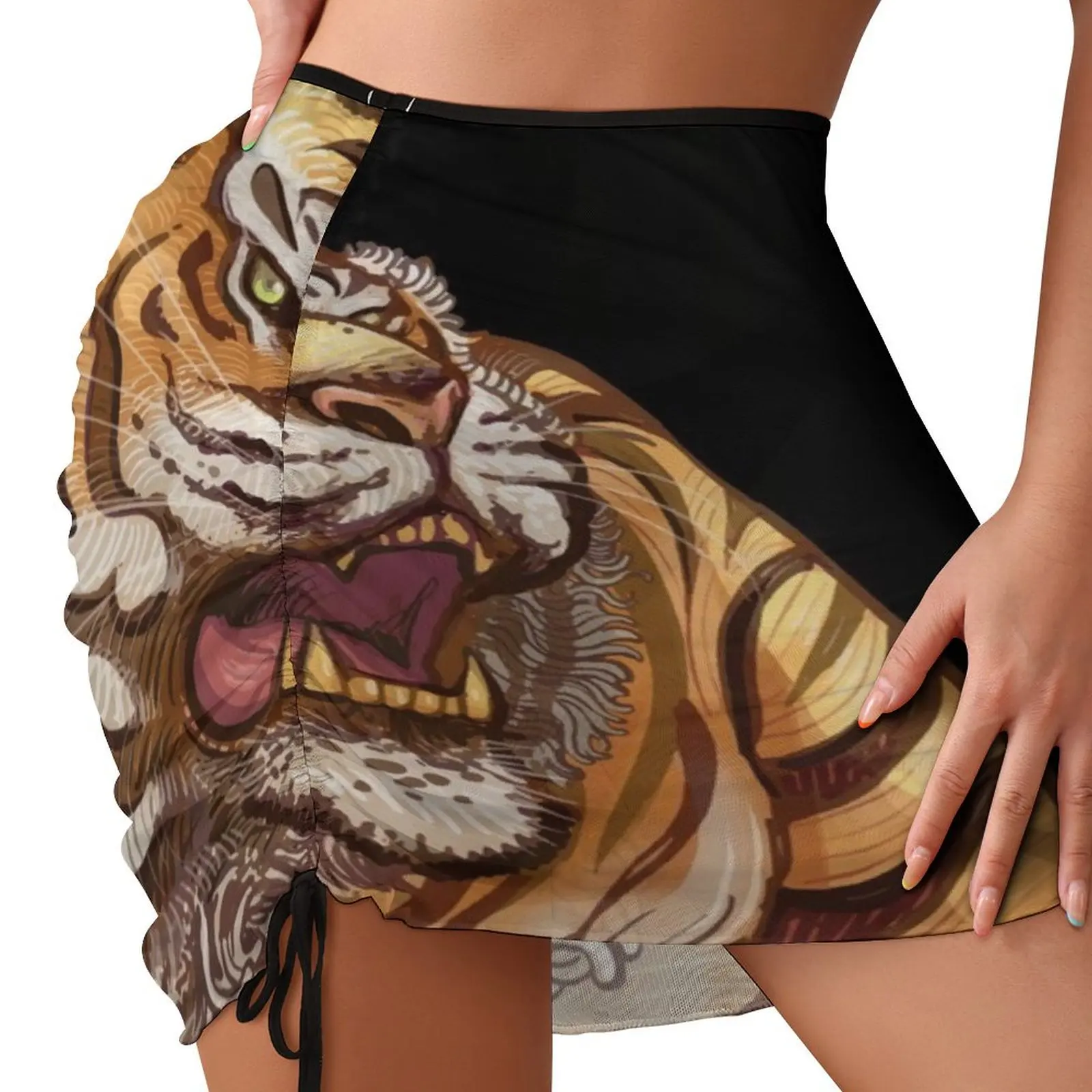 

Fierce and Powerful Tiger Beach Skirt mini denim skirt Women skirt