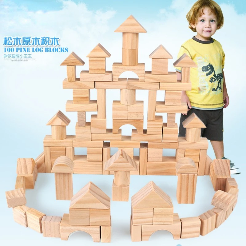 100 logs building block kindergarten early education large block colorless paint-free children's shape cognitive toys