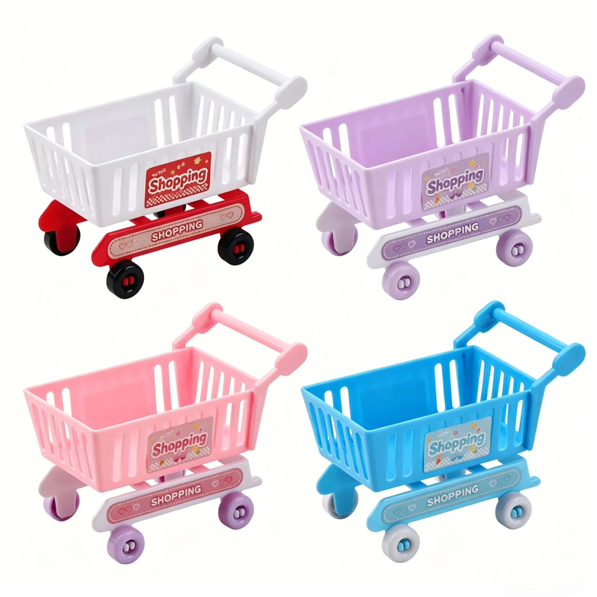 Mini Shopping Cart - Realistic Mini Supermarket Cart, Perfect for Dollhouse Grocery Play and Snack Display, Random Color