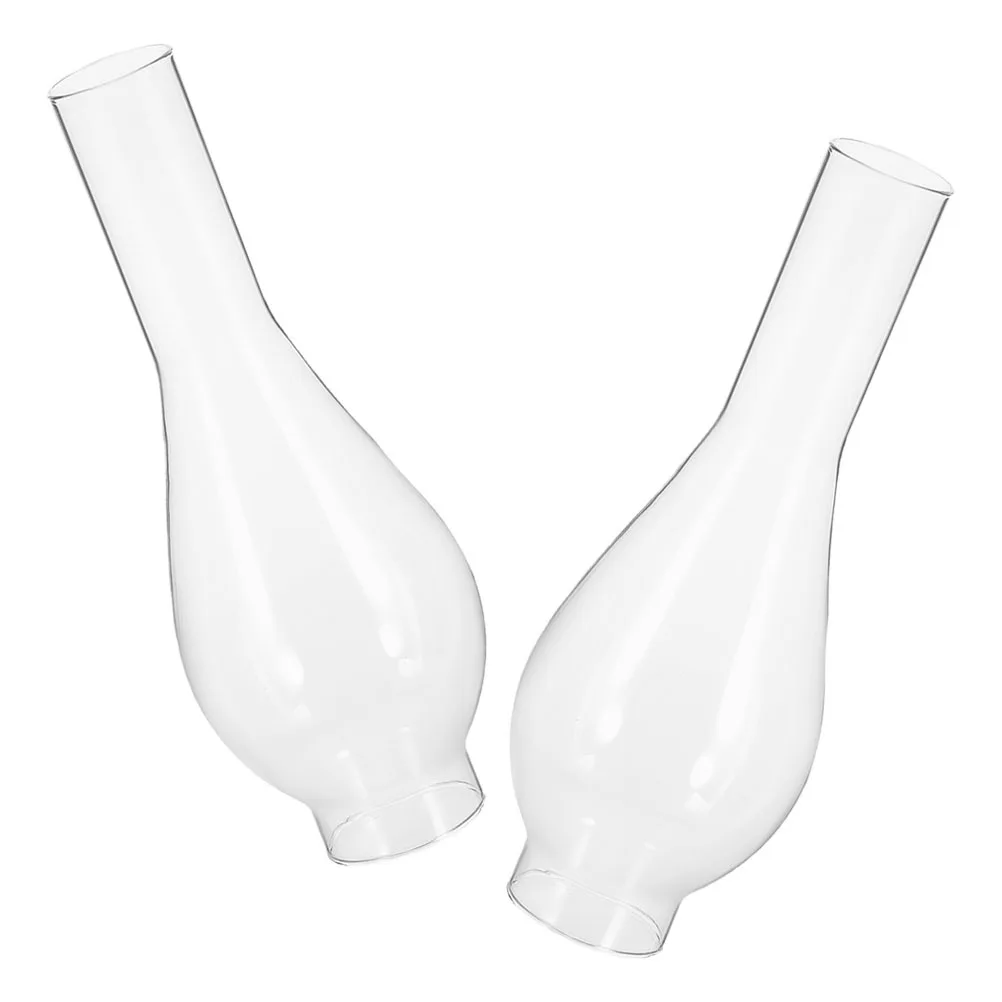 

2Pcs Vintage Oil Lamp Shade Replacement Clear Glass Chimney for Lamp Windproof Easy Install Home Decor Style