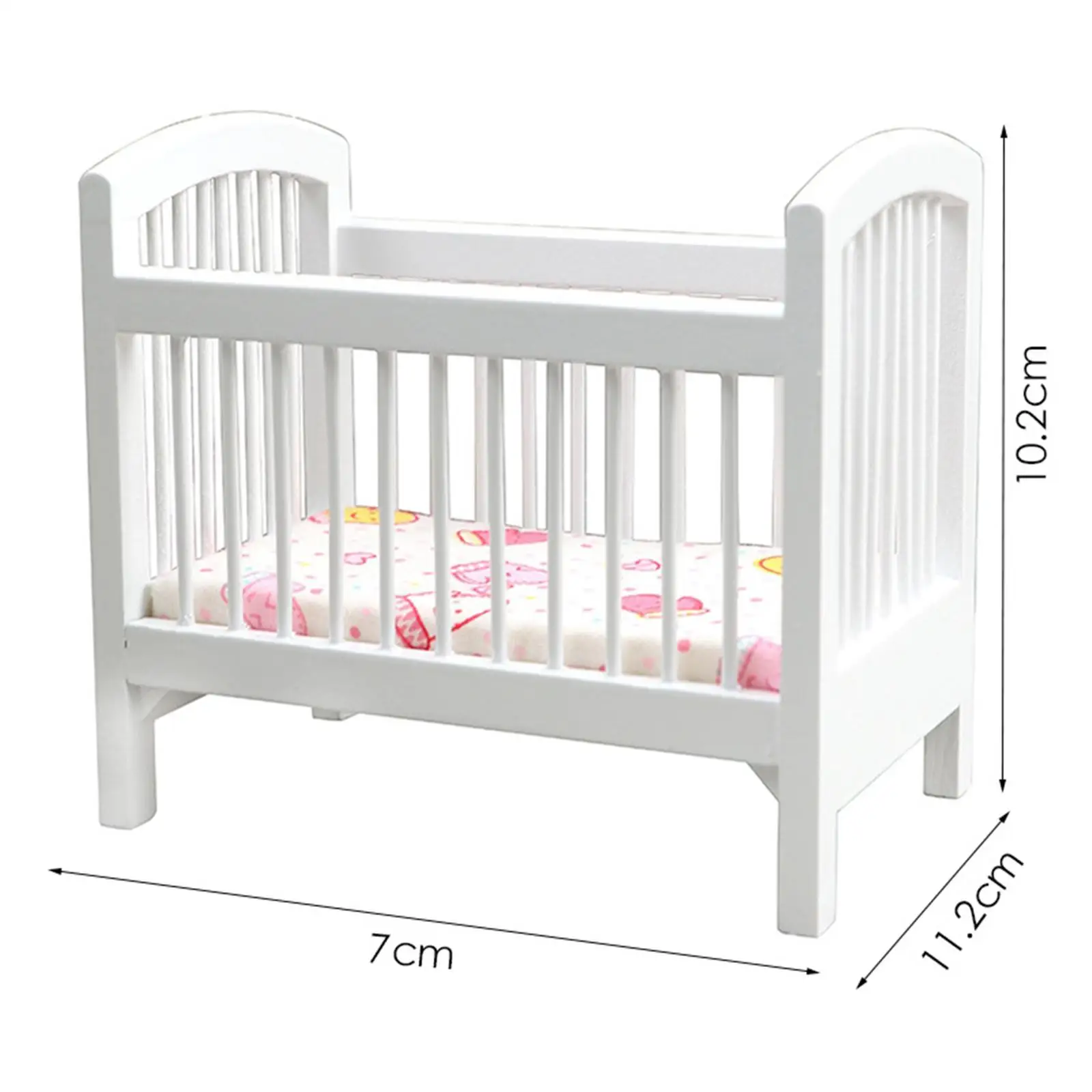 Modern Wooden Baby Crib for Dolls - Stylish Cradle Furniture with Bedding