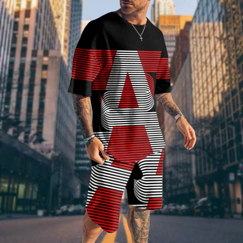 

2025 New Men's Quick-drying T-shirt Shorts Set American Fashion Trend Street Suit Sports Luxury Y2K Simple Short-sleeved Shorts