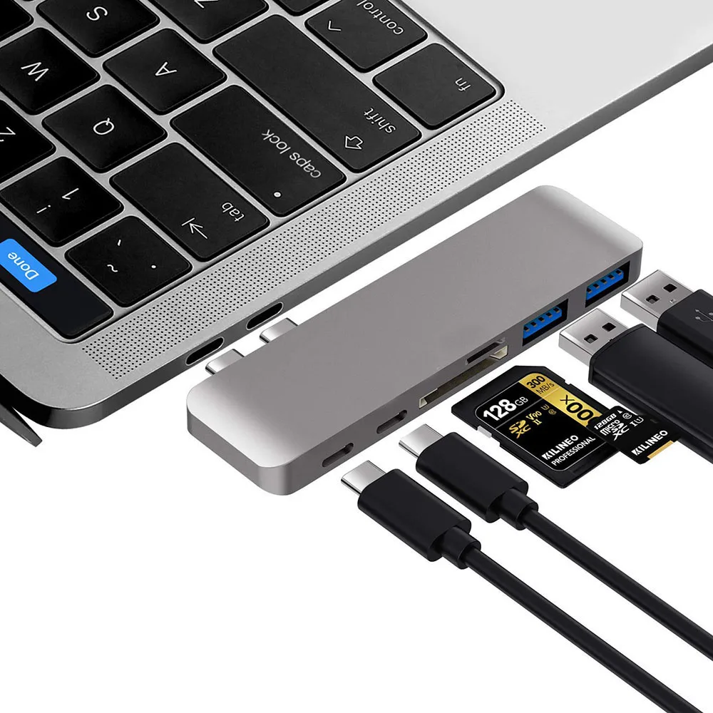 محول محطة الإرساء لـ Macbook Pro Air, USB C Hub, 6 في 1, 2016, 2017, 2018, 2019, 2020, 2022, 13 في, 15 في