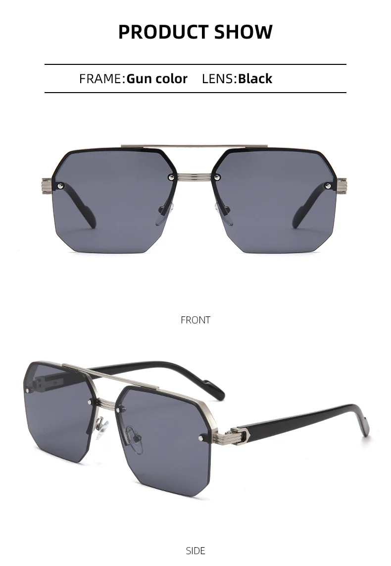 Piloten-Sonnenbrille für Herren, flache Oberseite, halber Rahmen, UV400-Sonnenbrille, klassisch, für Reisen, lässig, Vintage-Sonnenbrille – Detail 10