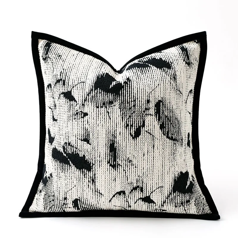 

Luxury Jacquard Cushion Cover Chinese style Black White High-end Throw Pillow Cover Decorative for Sofa Livingroom Pillowcase