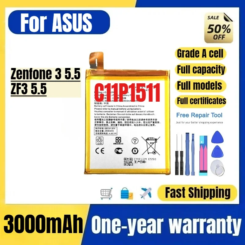 C11P1511 for ASUS Zenfone 3 5.5/ZF3 5.5 Mobile Phone Battery High Quality High Capacity Battery Replacement Bateria Grade A Cel