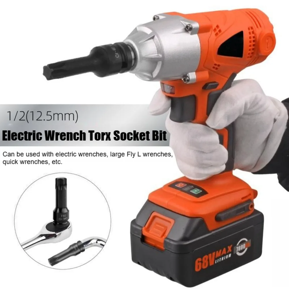 1/2 Inch Torx Bit Impact Wrench Nut Set, 78mm Impact Star Bit Socket Set T20 T25 T30 T40 T45 T47 T50 T55 T60 T70, Cr-Mo Steel view 6