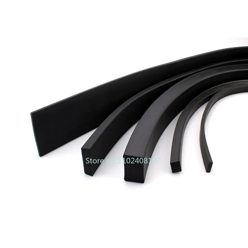 Black Square Solid FKM Sealing Strip Fluorine Rubber Strips Acid Alkali Oil Resistant Not Foaming Seal Fluororubber Strip