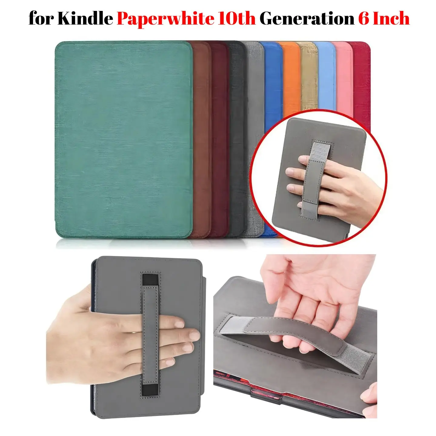 For Kindle Paperwhite 10th Generation Case 6 Inch 2018 PU Leather Case with Hand Belt Strap PQ94WIF Paperwhite 4 Sleep Cover