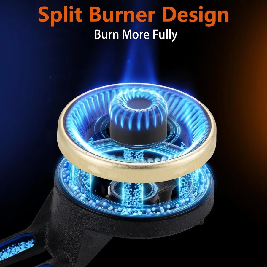 موقد غاز البروبان ذو شعلان مع كفاءة عالية 28800 وحدة حرارية بريطانية ونظام إشعال تلقائي موقد من الزجاج المقسى مع إعادة معتمدة من CSA #2