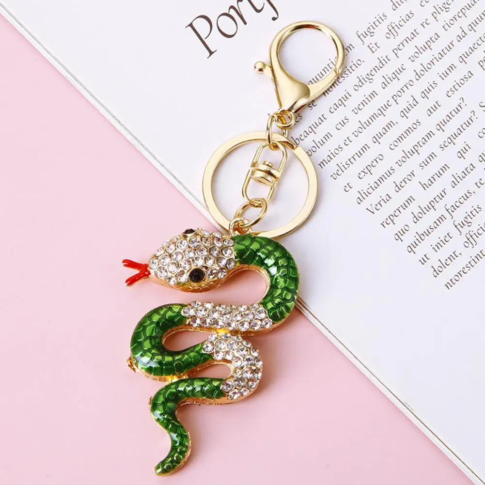 Exquisite Snake Keychain Auspicious Snake Design Keychain 2025 Year of Snake Keychain with Rhinestone Charm Statue Chinese New