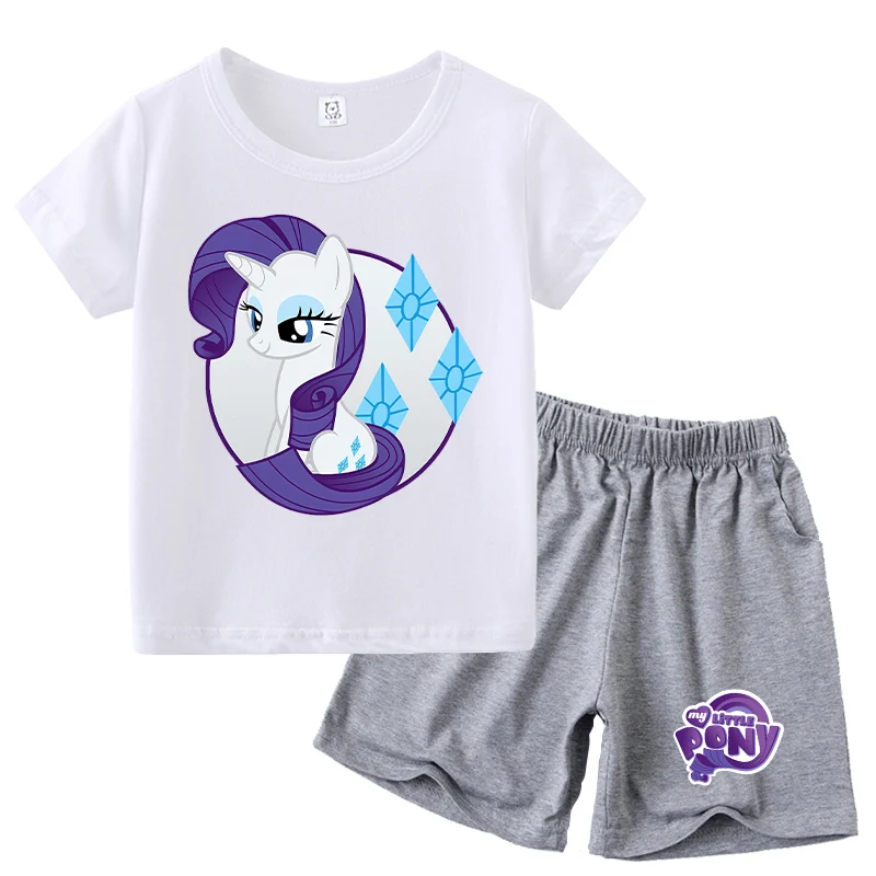 My Little Ponys t-shirt per bambini pantaloni 2 pezzi set Rainbow Dashs Raritys Catnap tute Tees pantaloni abiti bambini regali di compleanno