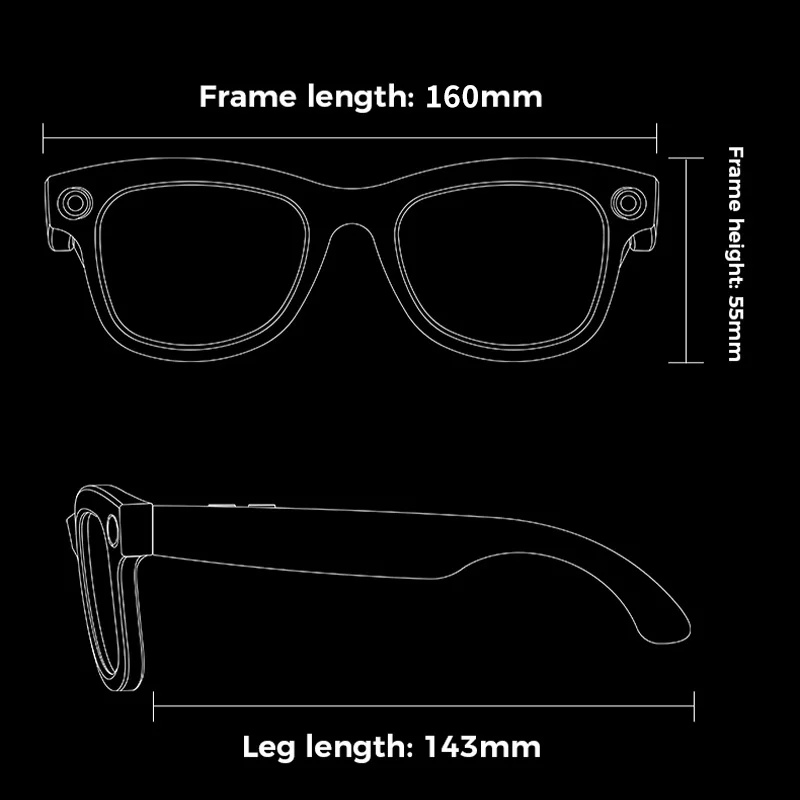 Camera AI Smart Glasses w/ChatGPT | 5MP EIS Auto-Focus, Real-Time Translation, Voice Control, 5GHz WiFi, ENC Dual-Mic