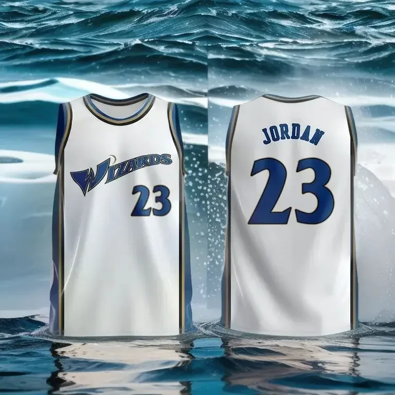 

2025 The Latest Popular Basketball Shirt Retro Wizards Version Crew Neck Sleeveless Top Summer Men's Sports Vest Quick Drying