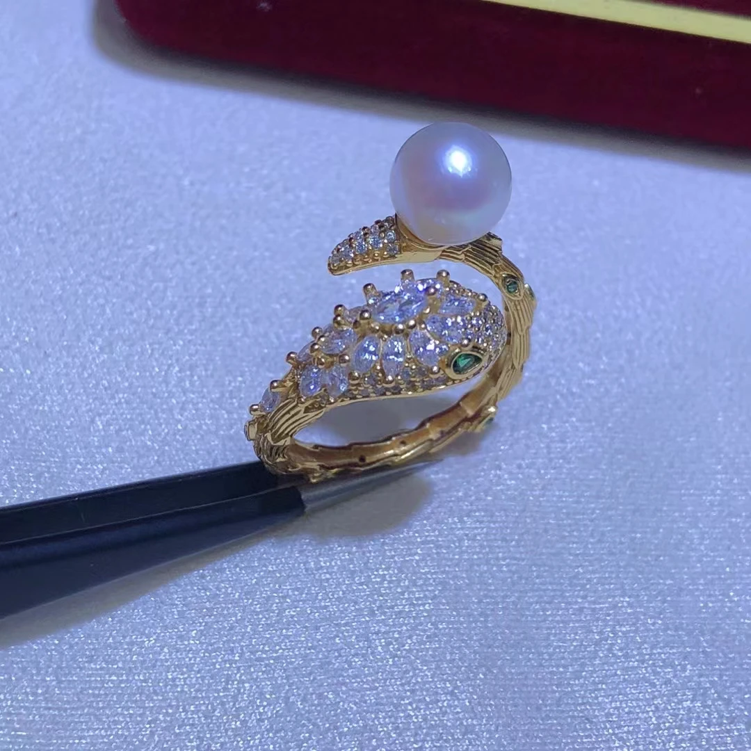 

925 Sterling Silver Adjustable Ring Mount Settings Findings Mountings Accessory Parts Fittings for 8-9mm Pearls 5pcs/lot