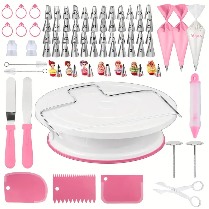 Cake turntable set Layer Piping mouth eraser Cake paper cup baking supplies set128pcs