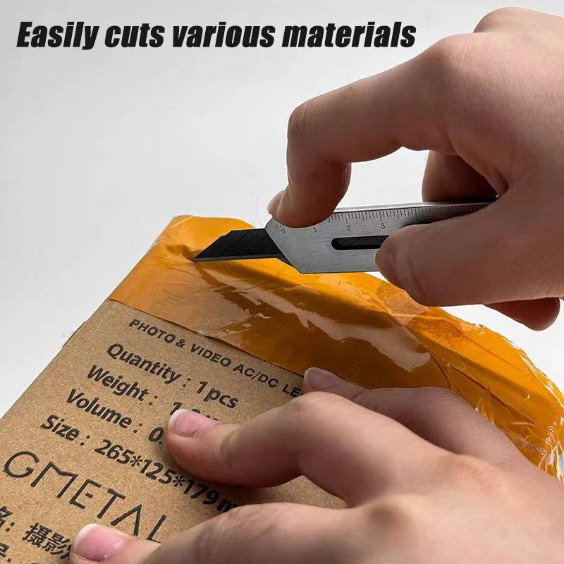 Multifunction Utility Knife Stainless Steel Design/Ruler/Bottle Opener Retractable Box Cutter Art Supplies Express Cutter Blades