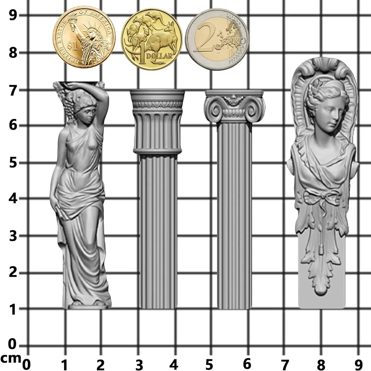 Baroque Relief Embossed Art Silicone Mold Air Dry Clay Plaster, Decorative Column and Sculpture Statue Epoxy Resin Molds