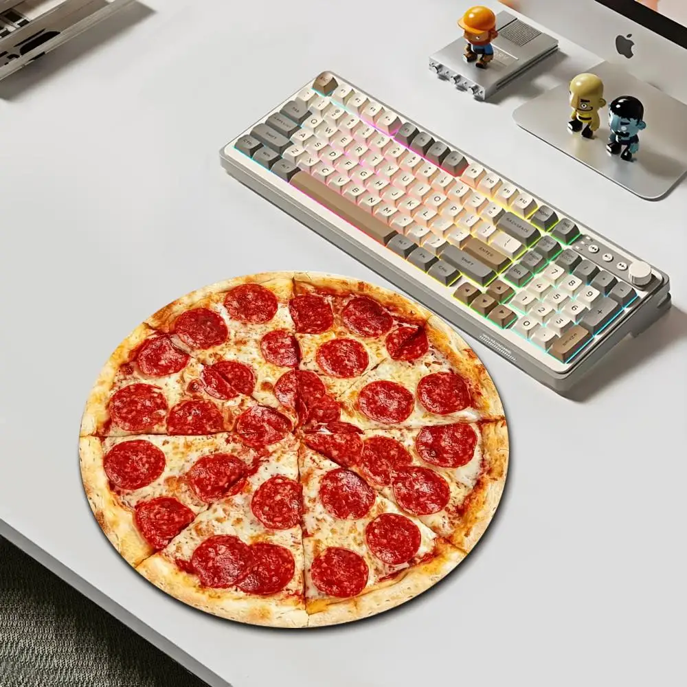 

HYBXAXC Creative Pizza Pattern Mouse Pad Round Computer Office Game Table Mats Rubber Anti-slip Gaming