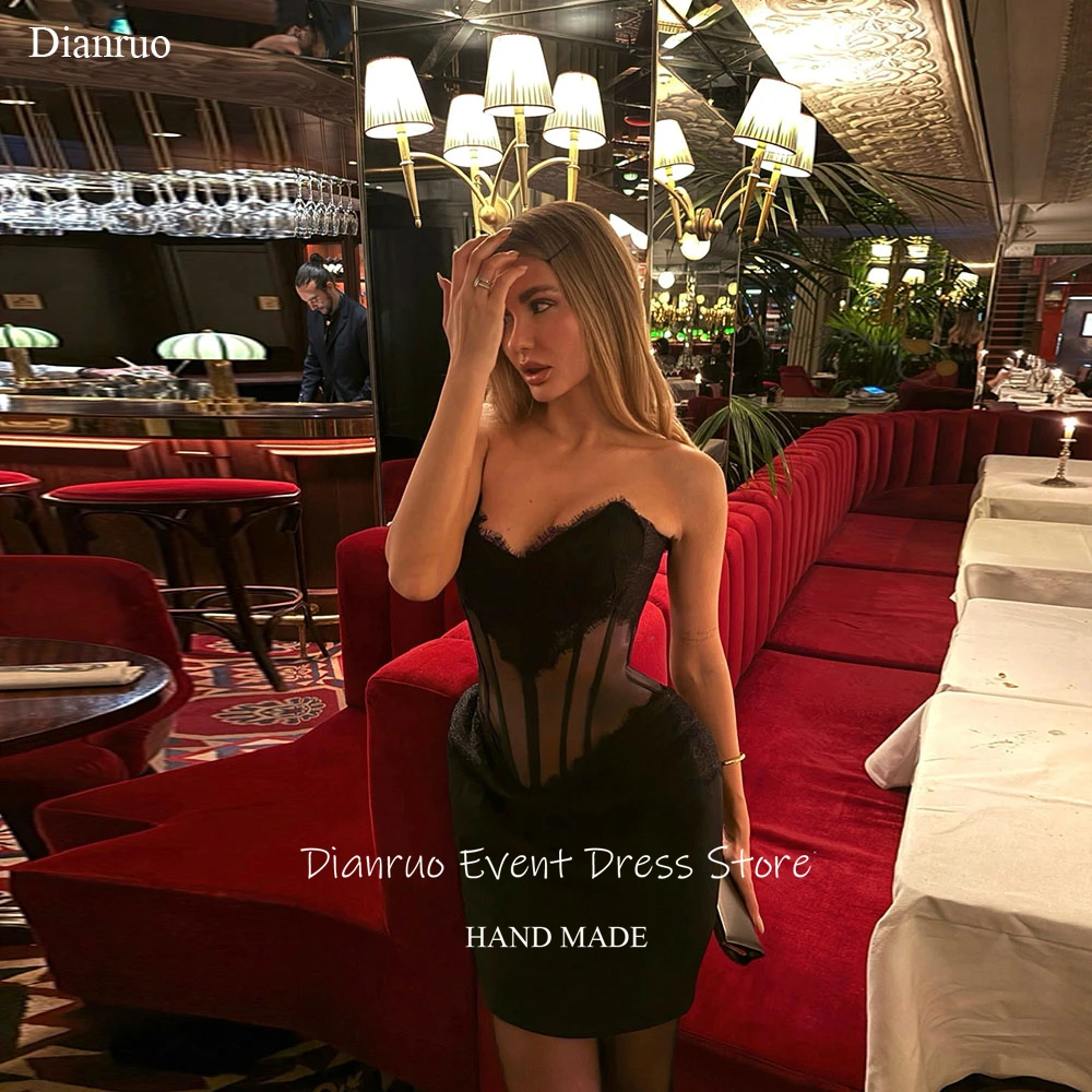 

Dianruo Lace Bodycon Prom Dresses Sweetheart Illusion Vestido De Festa Elegante Feminino Luxo Sexy Robes De Cocktail Customized
