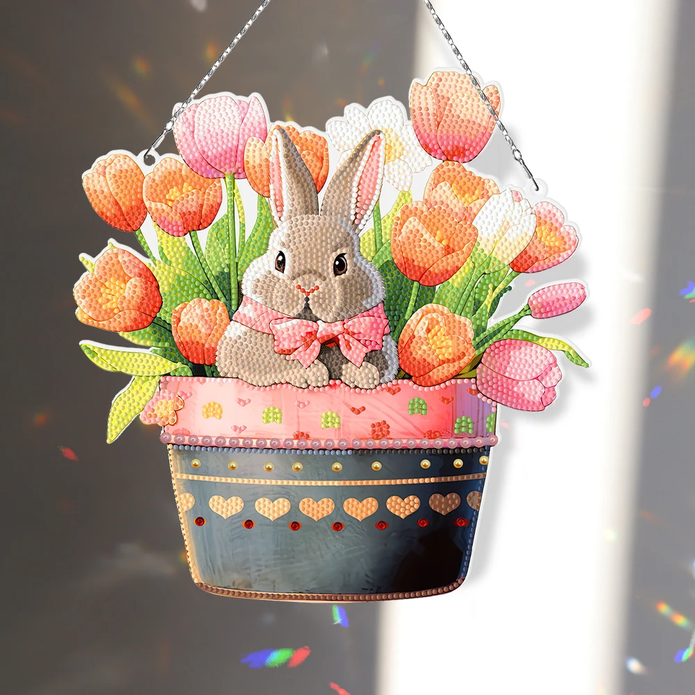 

Пасхальный акриловый односторонний алмазный художественный подвесной кулон, красочные стразы и бриллианты, художественные оконные подвески для декора садовых окон