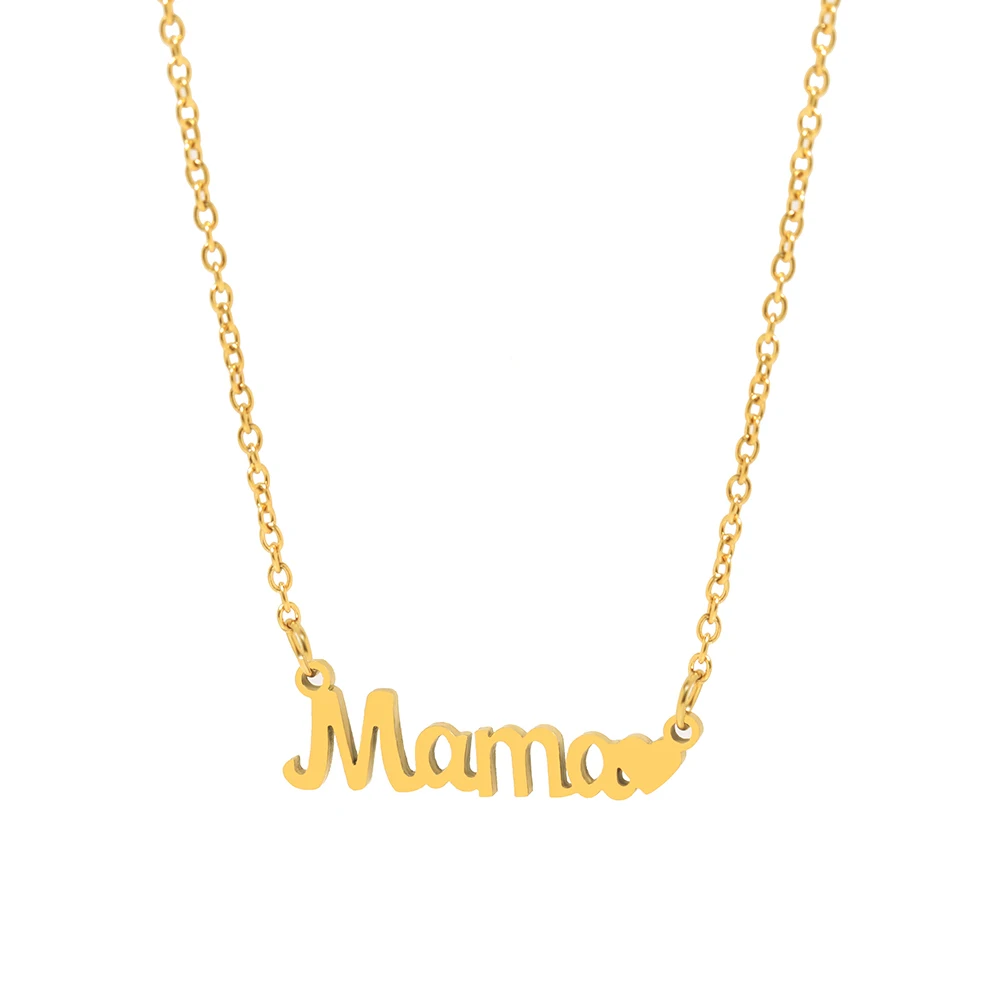 Stainless Steel Necklaces Mama Love Heart Letter Pendant Fashion Collar Chain Mother\'s Day Necklace For Women Jewelry Mama Gifts