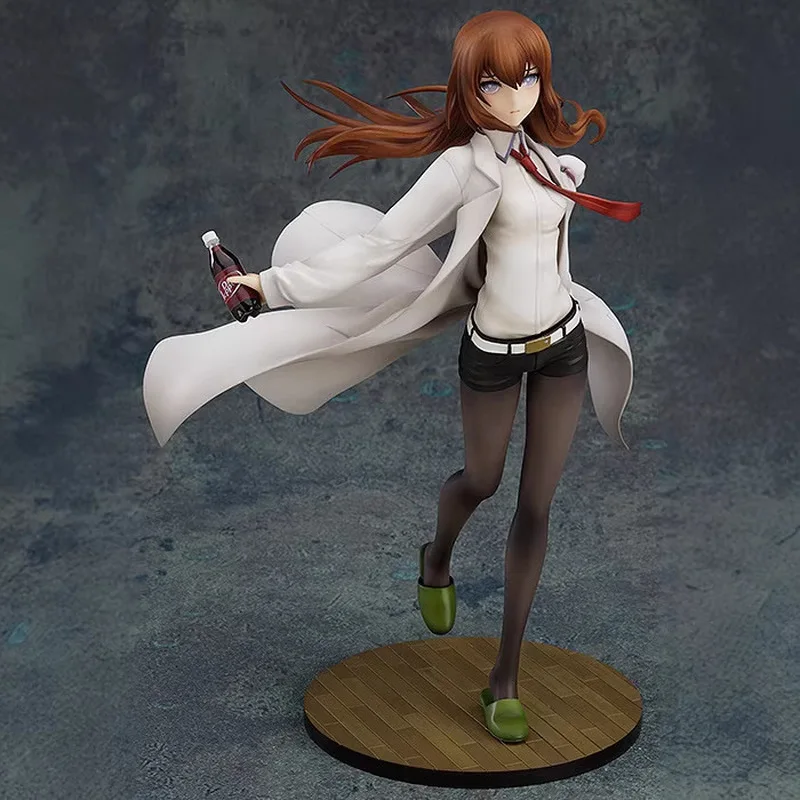 Anime-Figur Kurisu Makise Steins Gate Weißer Mantel PVC Sammlermodell Desktop-Ornament für Erwachsene Anime-Sammler Großhandel