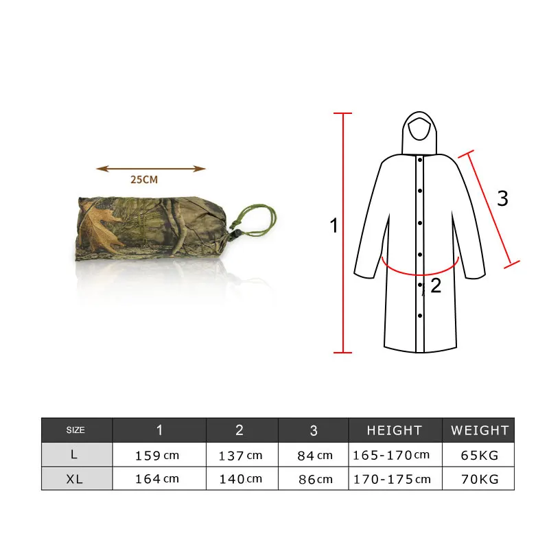 Camouflage Long Raincoat for Men Tactics Camo Waterproof Poncho Woman Coat Against Rain Fishing Hiking Conjoined Cover Clothing