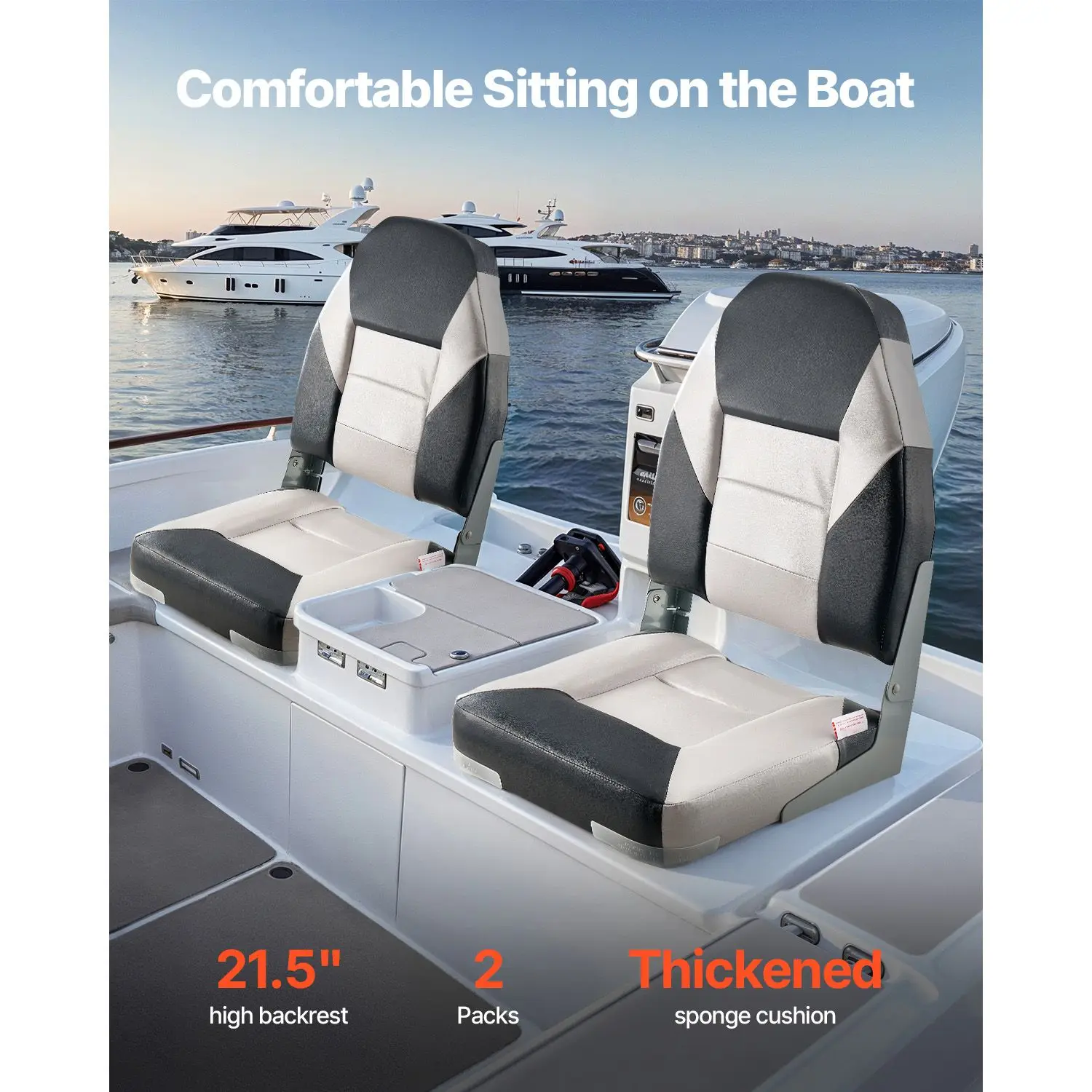 High Backrest Folding Fishing Boat Seat Waterproof PVC Leather & Thickened Sponge Cushion Marine Usage Aluminum Alloy Hi